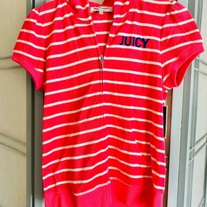 Juicy Couture Pink and White Striped Hoodie